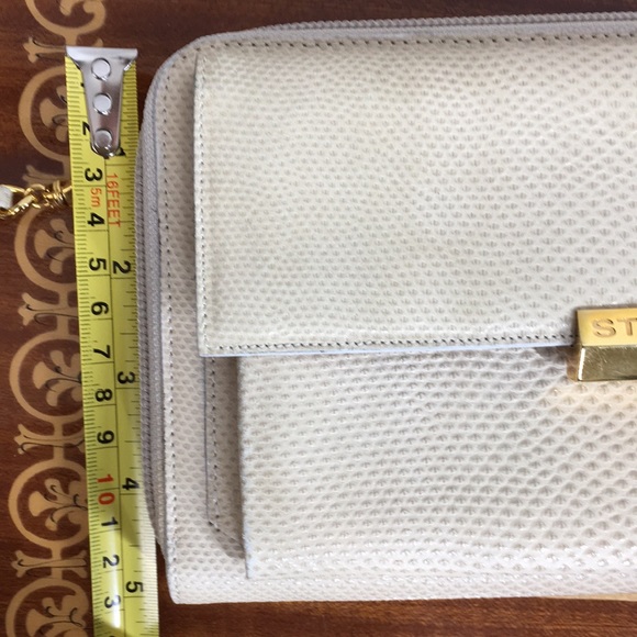 NWT St. John Cream wallet bag on Gold Chain Reptile $395 - Picture 9 of 16